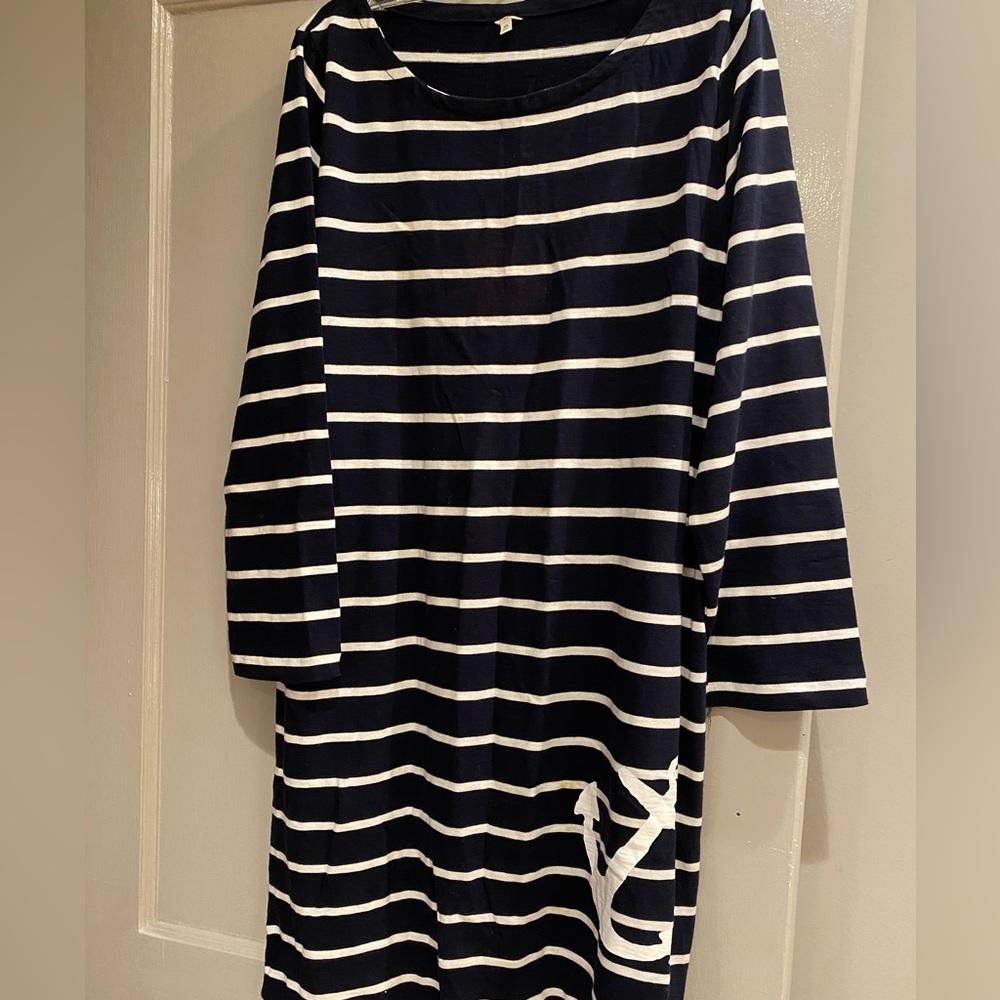J Crew Navy & White striped Anchor dress size XL perfect condition